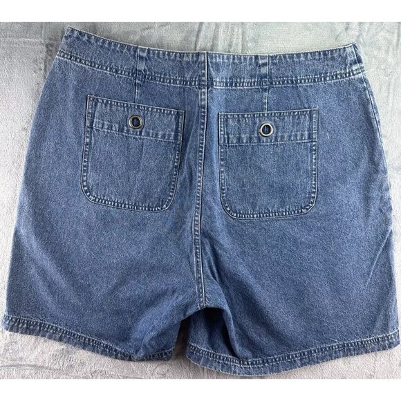 CJ Banks Shorts Womens 18W Blue Flat Front High Rise Cotton Pockets Medium Denim - Picture 2 of 16